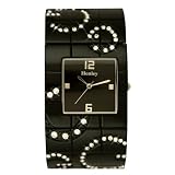 Henley Glamour - H07002.2 - Montre mode Femme - Quartz analogique - Acier inoxydable couleur noir avec cristaux - Boîte fantaisiste