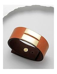 Orange Leather Bracelet In White Base