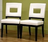 Set of 2 Dining Chairs with Hole Back in White Bycast Leather