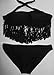 Tarad Siam Swimsuit 2013 Popular Fashion Sexy Lady Padded Boho Fringe Bandeau Top Strapless Dolly Bikini Set Swimwear (Black, S)