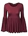 Doublju Womens Long Bell Sleeve Flared Ruffle Blouse Top (Made In USA)