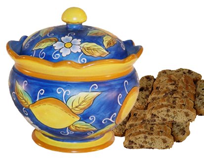 LEMON MOTIF BISCOTTI JAR W 1 LB BISCOTTI COOKIES by Paris and Beebee