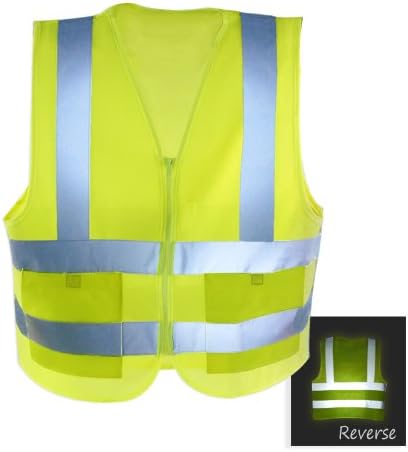 High-Visibility ANSI Safety Vest with Front Zipper & Pockets - Medium to 3X-Large