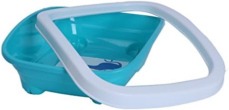 Homestate Small Disposable Cat Litter Pan with Curve Rim, White-blue