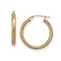 14k Gold 1" Hoop Earrings 'Cobra' Mesh Diamond Cut 3x25mm Medium (M) Size - $129 SALE