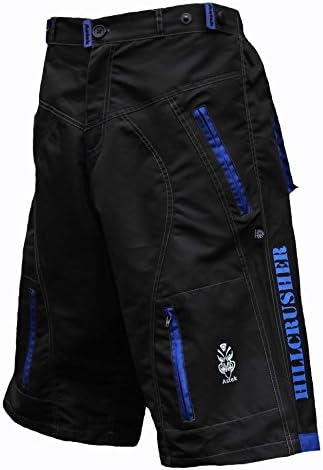 Astek Men's Blue Black MTB BMX Baggy Padded Mountain Bike Shorts