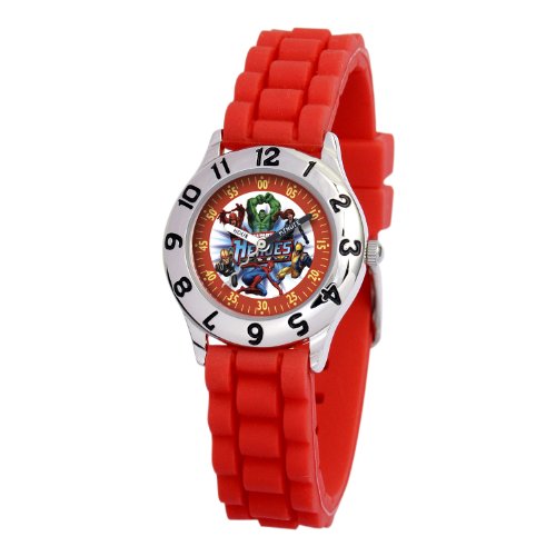 Marvel Comics Kid's MA0103-D2747-RedRubber Marvel Heroes Classic Time Teacher Watch