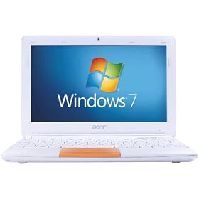Acer Aspire One Happy 2 10.1 inch Netbook (Intel Atom N455 Processor, 1GB RAM, 250GB HDD, 8 Hours Battery Life, Bluetooth, Windows 7 Starter & Android) - Orange