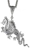 Sterling Silver Dragon Pendant, 2 13/16