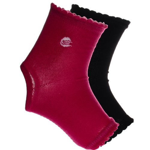 Challenge Toeless Open Heel Grippers Yoga Socks - 2 pack (Black/Pink, Size 6-12)