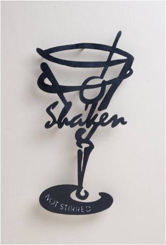MARTINI glass SILHOUETTE wall NEW art deco black metal