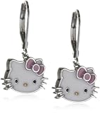 Hello Kitty Pink Enamel Bow and Sterling Silver Earrings