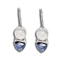 Sterling Silver Titanium-backed Quartz Crystal and Rainbow Moonstone Latch back Earrings By Sajen
