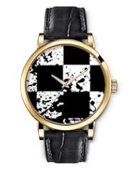 SPRAWL Aanalog Fashion Series Gold Ladies Watches of Genuine Black Leather Strap,Unique Wrist Watch for Women Girls Designed with Dashboard on chessboard