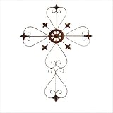 Tall Metal Cross Wall Art in Rustic Copper Size: Small