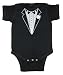 Two In Love! Trendy Baby Tuxedo One-Piece/Creeper Infant Short Sleeve Bodysuit (Newborn, Black)