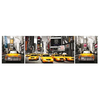 New York City (Taxis Triptych, Times Square) Art Poster Print - 36x12