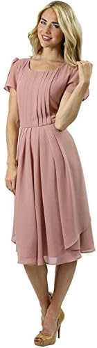 Cassidy Modest Dress in Cameo Pink - L