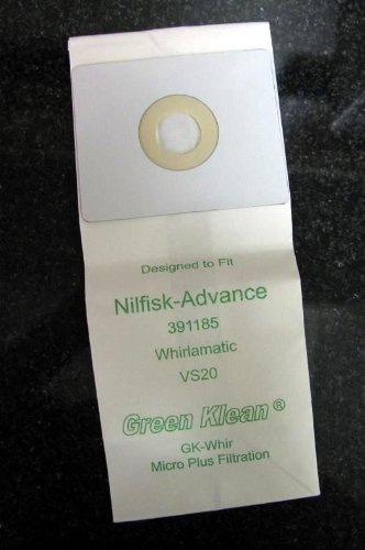Advance - Nilfisk Whirlamatic VS20 Burnisher Vacuum Cleaner Bags w Dust Sealby Green Klean® - CASE of 100 Individual Bags - OEM Part # 391185