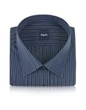 Bagutta Dark Blue Striped Cotton Italian Dress Shirt