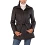 BGSD Women's Belted New Zealand Lambskin Leather A-Line Coat in Black or Brown - Misses & Petite