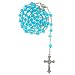 Light Blue Glass Bead Rosary with 7mm Round Beads - 28'' Necklace - 20'' Overall Length