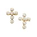 14K Yellow Gold 8 x 6 MM Cubic Zirconia Children's Cross Earrings