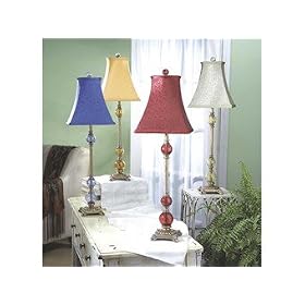 Midwest Buffet Lamps with Colored Triple Glass Accents (4 asstd)