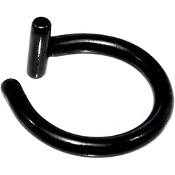 Illusion Black Titanium Non Pierced Clip On Closure Ring
