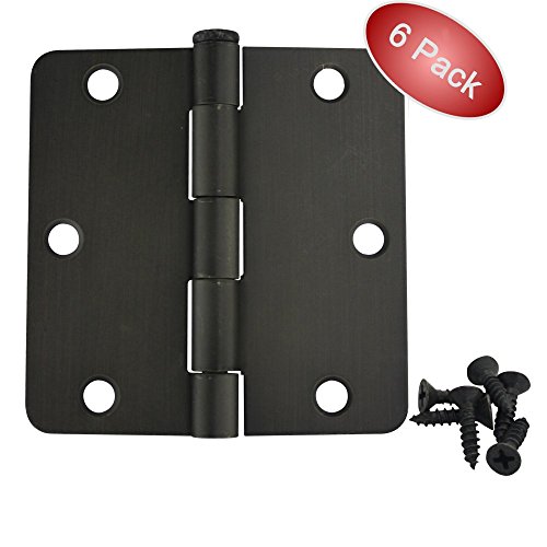 Cosmas Oil Rubbed Bronze Door Hinge 3.5" Inch x 3.5" Inch with 1/4" Inch Radius Corners - 6 Pack