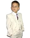 Kinderanzug beige mit weissen Nadelstreifen 5-tlg. Sakko+ Hose+ Weste+ Hemd+ Krawatte