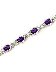 14kt Yellow Gold Oval Amethyst and Diamond Bracelet