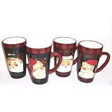Sakura Santas Portraits Latte Mugs, Set of 4 Assorted Designs