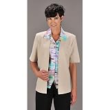 Petite Rigid Regatta Linen short sleeve Blouse W/Printed Fooler 23