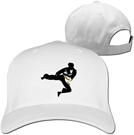 Karate Boy Selectable Belt Color Cotton Baseball Cap Peaked Hat Adjustable For One Size Fit All White