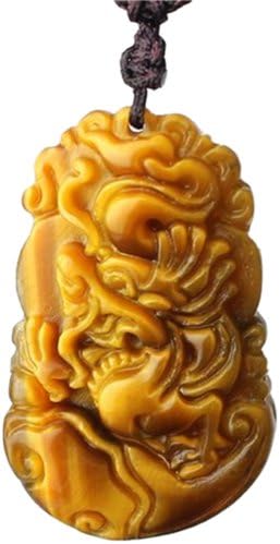 Tava Yellow Tiger Eye Chinese Zodiac Series Dragon Healthy Pendant Necklace Grounding Stone Protection Amulet