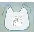 Baby Bib with 'black and white', structure, dress, purse, hat, woman, California, building, construction, architecture image'