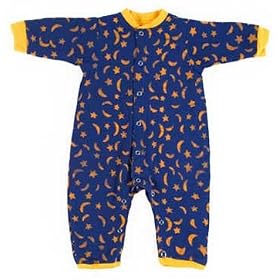 Click here to buy Boys Girls Rompers in Blue with Yellow Moons and... by Back From Bali.