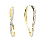 Diamond Fascination 14K Yellow Gold Diamond Accent Wave Hoop Earrings