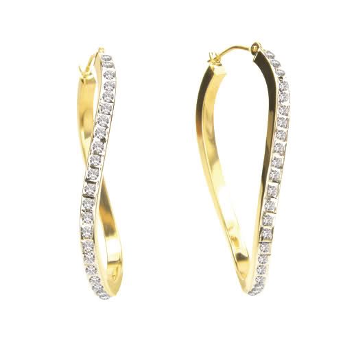 Diamond Fascination 14K Yellow Gold Diamond Accent Wave Hoop Earrings