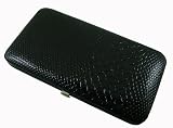 BLACK SNAKE PRINT FLAT WALLET CLUTCH BY DESIGNSK