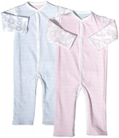 Twotara Baby Girls/Boys 0-3M Reversible Pink/Blue Striped Romper