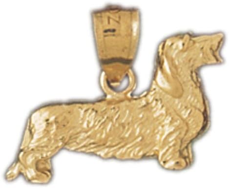 Genuine 14k Yellow Gold Dauchshund Dog Charm Pendant. (approximate weight 1 grams)