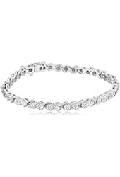 Sterling Silver Diamond Miracle Plate Tennis Bracelet (1/10 cttw, I-J Color, I2-I3 Clarity)