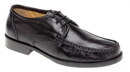 Size 13 Mens Black Shoes Lace Up Stitched Leather Moccasin By Tycoons