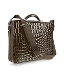 Review Giorgio Fedon 1919  / Giorgio Fedon 1919 Spiga Personal - Dark Brown Croco Stamped Laptop Case