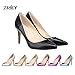 ZriEy Girl Women Pointed Toe High Heel Pumps Patent Leather Shoes Party Wedding Working