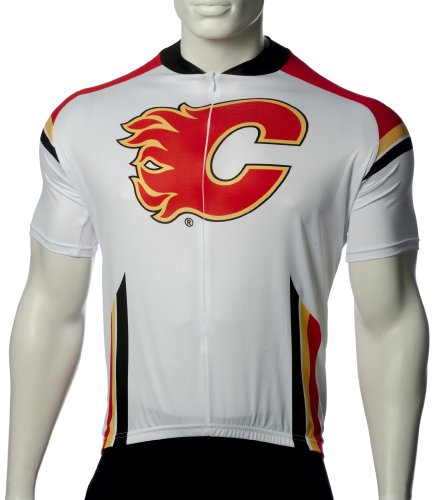 NHL Calgary Flames Men's Cycling Jersey, White, Small