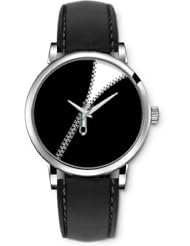 SPRAWL Aanalog Fashion Series Silver Ladies Watches of Genuine Black Leather Strap,Unique Wrist Watch for Women Girls Designed with Closing a sweater