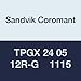 Sandvik Coromant TPGX 24 05 12R-G 1115 Carbide Counterbore Insert for Deep Hole Machining, Peripheral and Center Insert Grade 1115 for All Materials, 14.2 mm Inscribed Circle (Pack of 10)